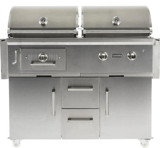 Coyote Centaur 50 Inch Propane Gas And Charcoal Dual Fuel Grill On Stand