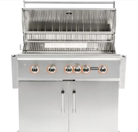 Coyote S Series 42 Inch 5-Burner Propane Gas Grill With RapidSear Infrared Burner & Rotisserie On Stand