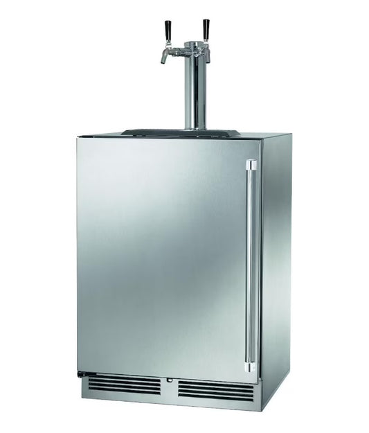 ID # 3095558 Model # HP24TO-4-1RL-2 Perlick 24-Inch Signature Series Stainless Steel Dual Tap Outdoor Beverage Dispenser w/ Door Lock