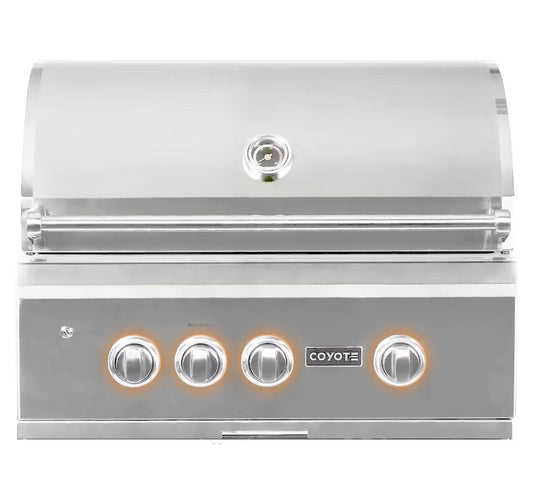 Coyote S Series 30 Inch 3-Burner Built-In Propane Gas Grill With RapidSear Infrared Burner & Rotisserie