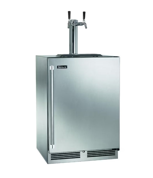 Perlick 24-Inch Signature Series Marine & Coastal Series Stainless Steel Dual Tap Outdoor Beverage Dispenser W/ Door Lock