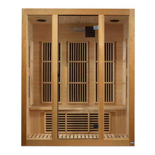 Golden Designs Maxxus Bellevue 3 Person Low EMF FAR Infrared Sauna Canadian Hemlock