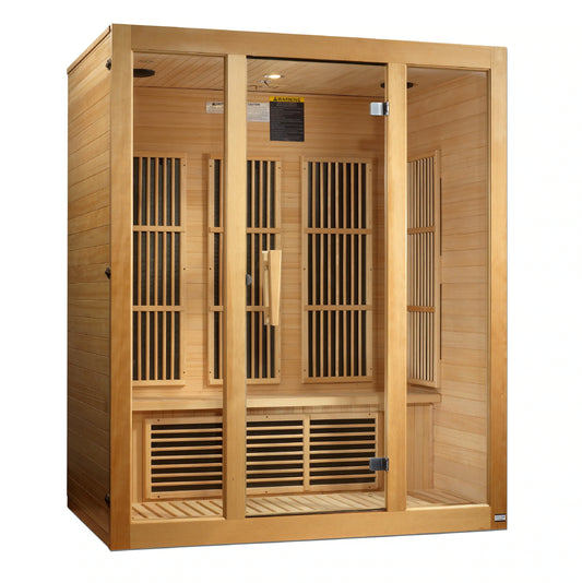 Golden Designs Maxxus Bellevue 3 Person Low EMF FAR Infrared Sauna Canadian Hemlock