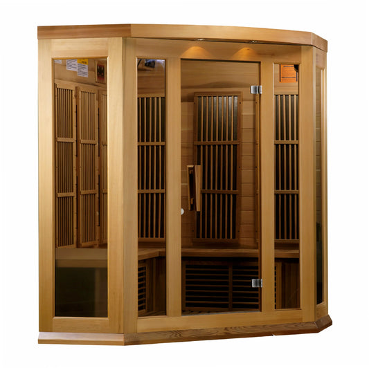 Golden Designs Maxxus Avignon Edition 3 Person Corner Near Zero EMF FAR Infrared Sauna