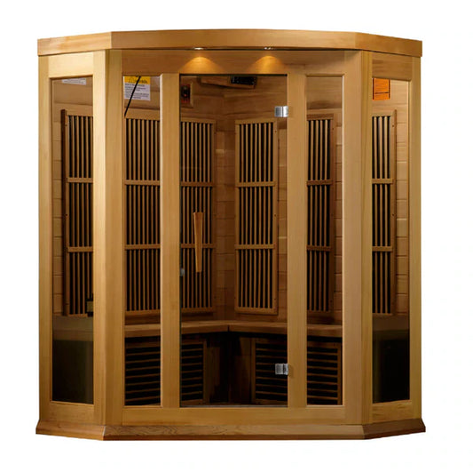 Golden Designs Maxxus Avignon Edition 3 Person Corner Near Zero EMF FAR Infrared Sauna