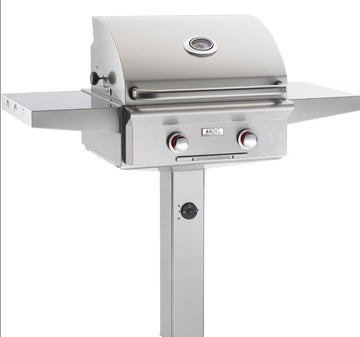 American Outdoor Grill T-Series 24-Inch 2-Burner Propane Gas Grill On In-Ground Post - 24PGT-00SP