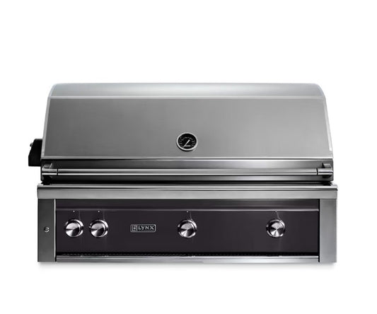 Lynx Professional 42 Inch Built-In Natural Gas Grill w/ One Infrared Trident Burner & Rotisserie in Obsidian