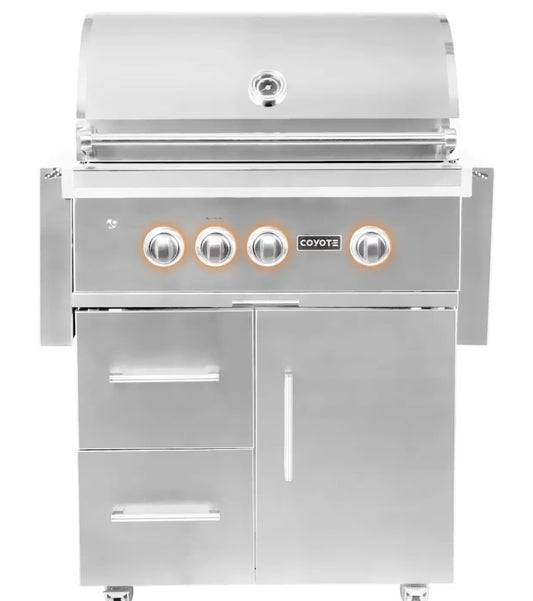 Coyote S-Series 30-Inch 3-Burner Propane Gas Grill With RapidSear Infrared Burner & Rotisserie - C2SL30LP-FS