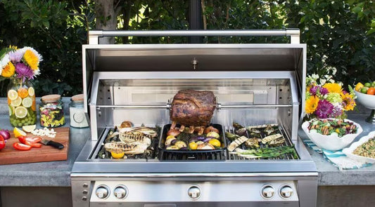 Alfresco ALXE 42-Inch Built-In Natural Gas Grill With Sear Zone And Rotisserie in Signal Gray - ALXE-42SZ-NG-S7004