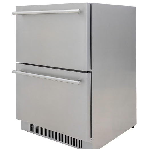 Blaze 23.5-Inch 5.1 Cu. Ft. Outdoor Rated Stainless Steel Double Drawer Refrigerator - BLZ-SSRF-DBDR5.1