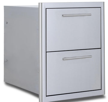 Blaze 16-Inch Stainless Steel Double Access Drawer - BLZ-DRW2-R-LT