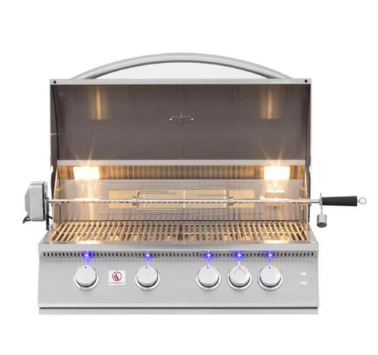 Summerset Sizzler Pro 32-Inch 4-Burner Built-In Natural Gas Grill With Rear Infrared Burner