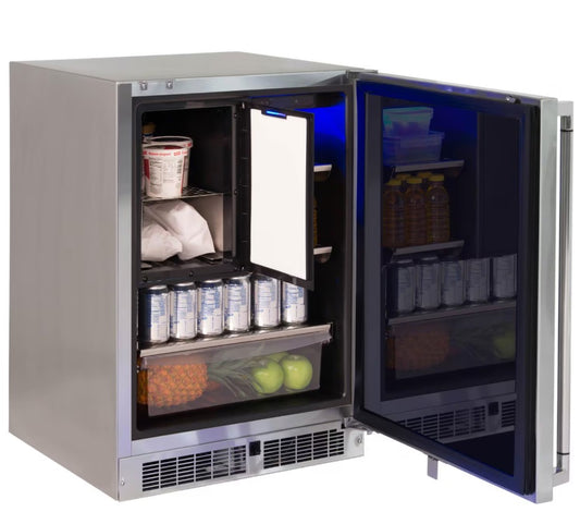 Lynx 24-Inch 4.9 Cu. Ft. Right Hinge Outdoor Rated Compact Refrigerator With Freezer - LN24REFCR