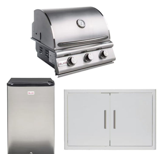 Blaze Prelude LBM 3-Piece 25-Inch Propane Outdoor Kitchen Package w/ Refrigerator