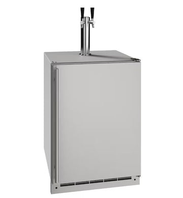 U-Line 24-Inch 5.5 Cu. Ft. Outdoor Rated Kegerator w/ Double Tap Tower Kit - Stainless Steel