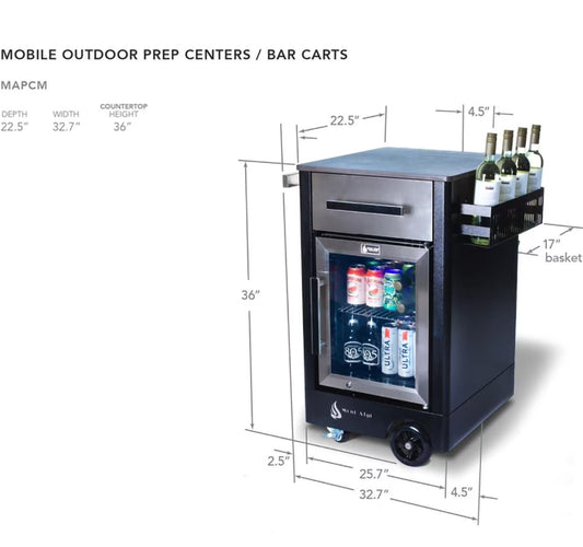 Mont Alpi Medium Prep Cart and Fridge - MAPCM