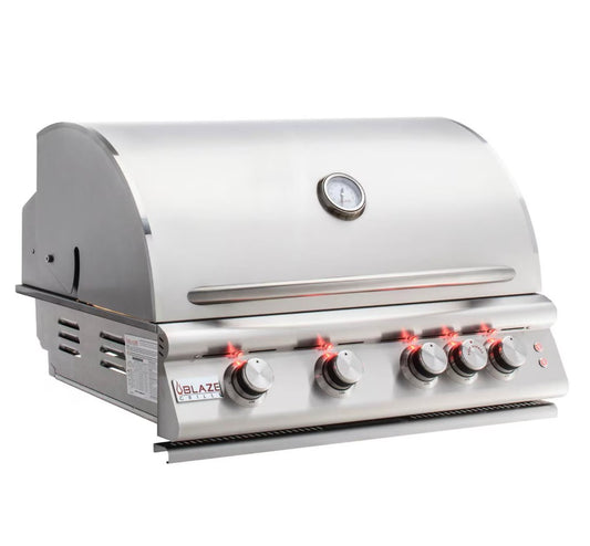 Blaze Premium LTE 32-Inch 4-Burner Built-In Natural Gas Grill w/ Rear Infrared Burner & Grill Lights - BLZ-4LTE2-NG