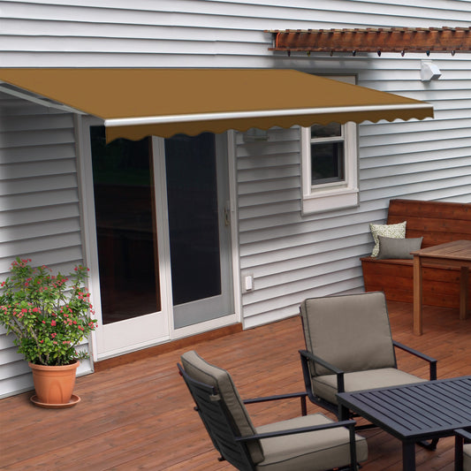 Retractable White Frame Patio Awning - 12 x 10 Feet