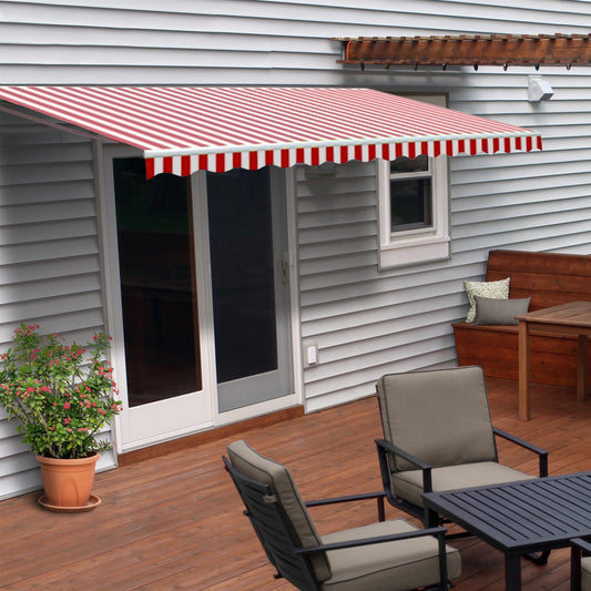 Motorized Retractable White Frame Patio Awning 10 x 8 Feet