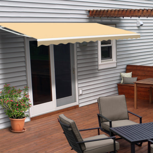 Motorized Retractable White Frame Patio Awning 12 x 10 Feet