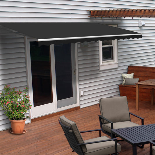 Motorized Retractable White Frame Patio Awning - 13 x 10 Feet