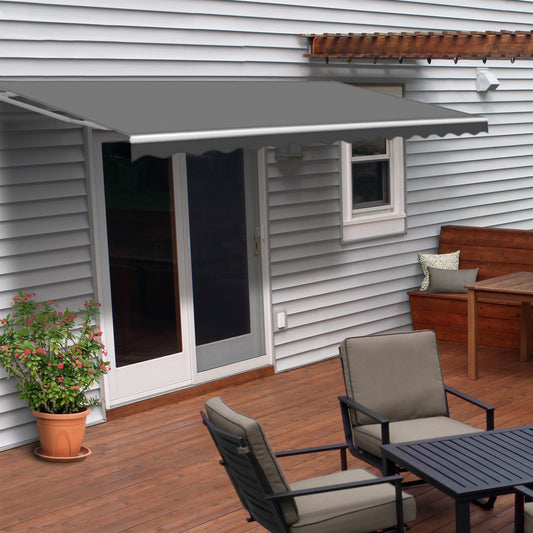 Motorized Retractable White Frame Patio Awning - 16 x 10 Feet
