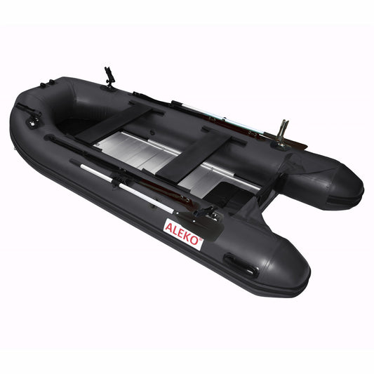 PRO Fishing Inflatable Boat with Aluminum Floor - Front Board Holders - 12.5 ft - Black