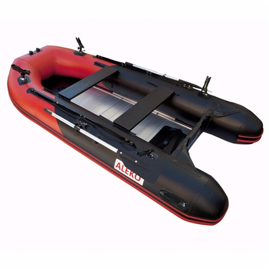 PRO Fishing Inflatable Boat with Aluminum Floor - Front Board Holders - 12.5 ft - Red and Black