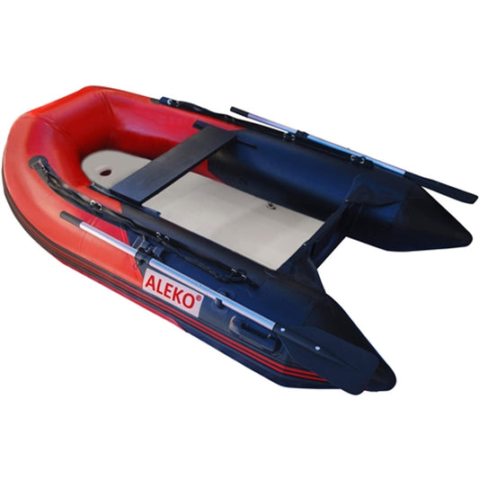 Inflatable Air Floor Fishing Boat - 8.4 Foot - Red and Black