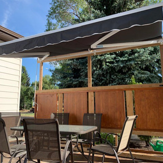 Motorized Retractable White Frame Patio Awning - 13 x 10 Feet