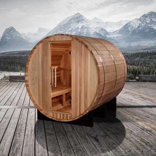 Golden Designs "St. Moritz" 2 Person Barrel Traditional Sauna - Pacific Cedar