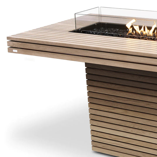 EcoSmart Fire Gin 90 Teak Bar Height Fire Table