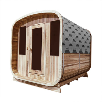 Outdoor Rustic Cedar Square Sauna – 4 Person – 4.5 kW UL Certified Electric Heater