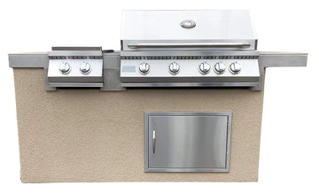 Antigua 6' BBQ Island Built In BBQ Grill Side Burner and Bar on one Side