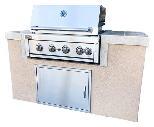 The Cayman 5' BBQ Island with 4 Burner Built In BBQ Grill