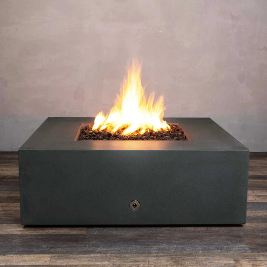 Rustic 45 Inch Square Concrete Fire Pit by Starfire Designs