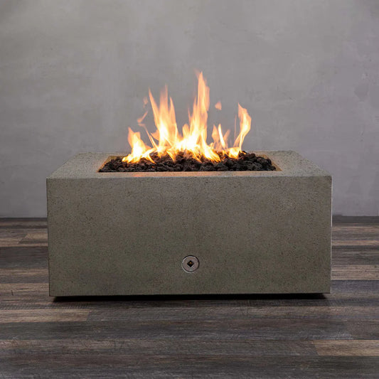 Rustic 36 Inch Square Concrete Fire Pit by Starfire Designs