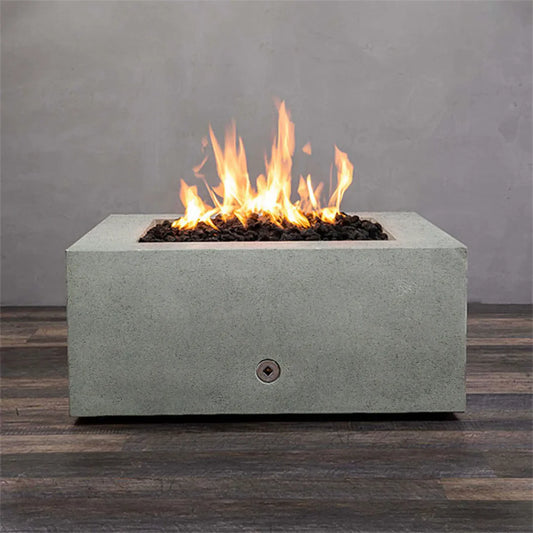 Rustic 36 Inch Square Concrete Fire Pit by Starfire Designs