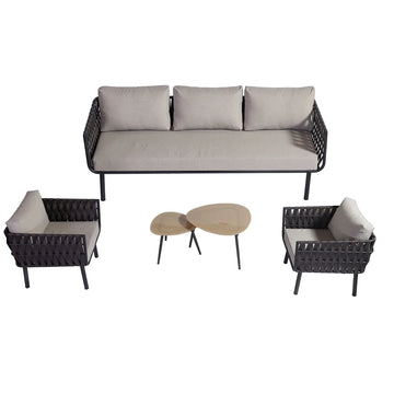 Woven Rope 5-Piece Indoor/Outdoor Patio Conversation Sofa Set