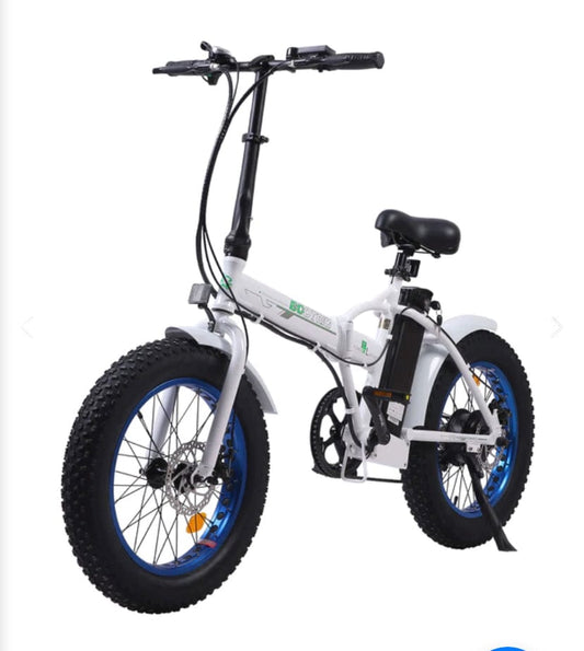 UL Certified-Ecotric 36V Fat Tire Portable and Folding Electric Bike-Matt Black and blue